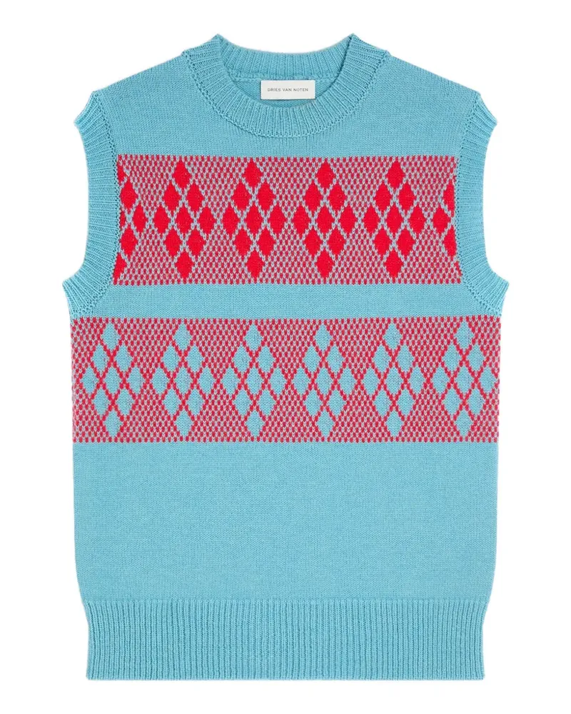 Dries van Noten Jacquardpullover aus Wolle - Blau Blau
