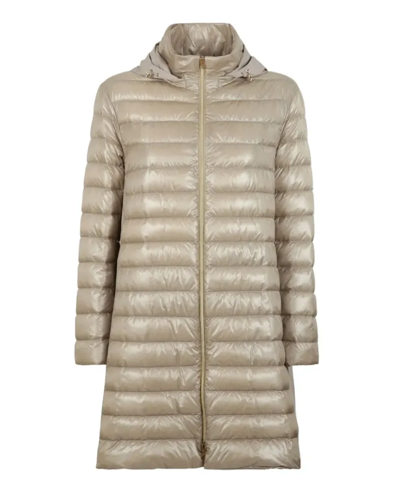 Herno quilted detachable-hood zip-up parka - Nude Nude