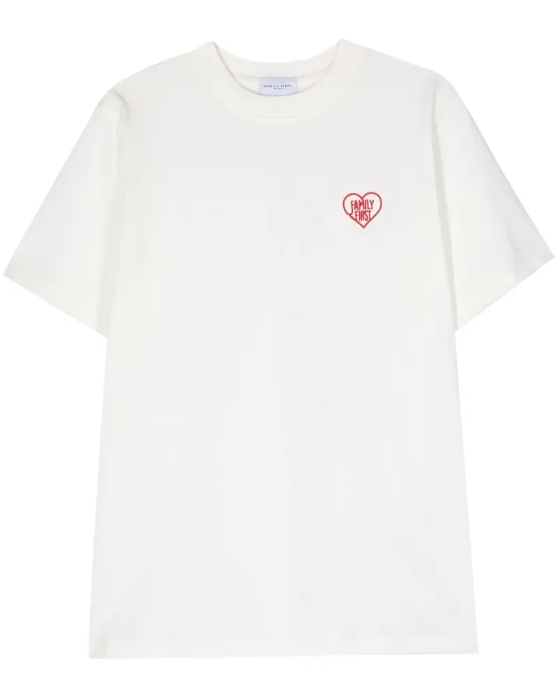 Family First T-Shirt mit Logo-Stickerei - Weiß Weiß