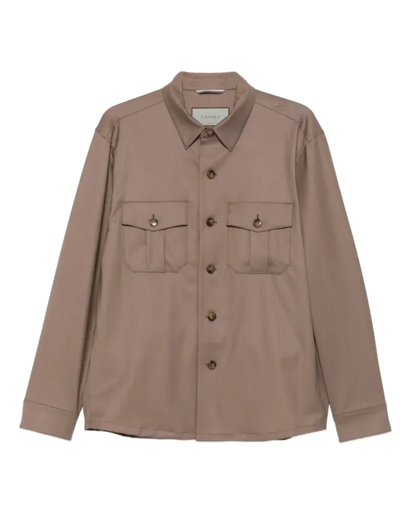Canali Geknöpfte Jacke mit Brusttasche - Braun Braun