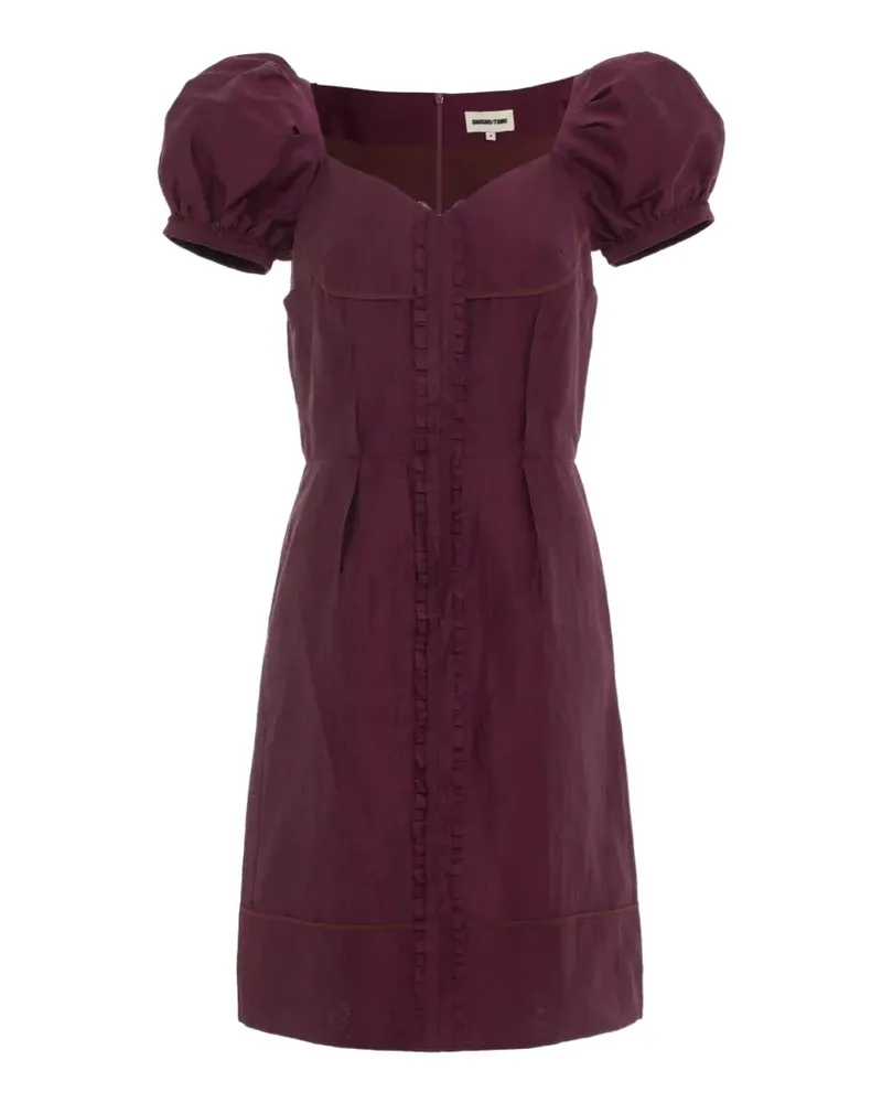 SHUSHU/TONG Puffärmel-Midikleid mit Rüschenbesatz - Rot Rot