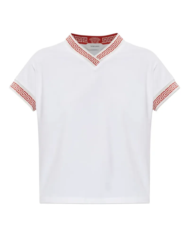 Versace Greca-trim V-neck T-shirt - Weiß Weiß