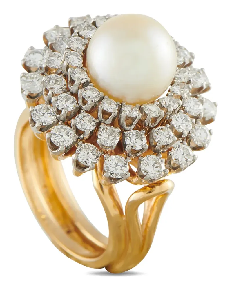 Mikimoto pearl and diamond ring - Gold Gold