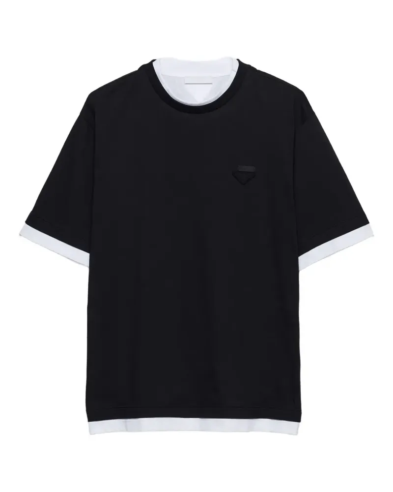 Prada T-Shirt mit Triangel-Logo - Schwarz Schwarz