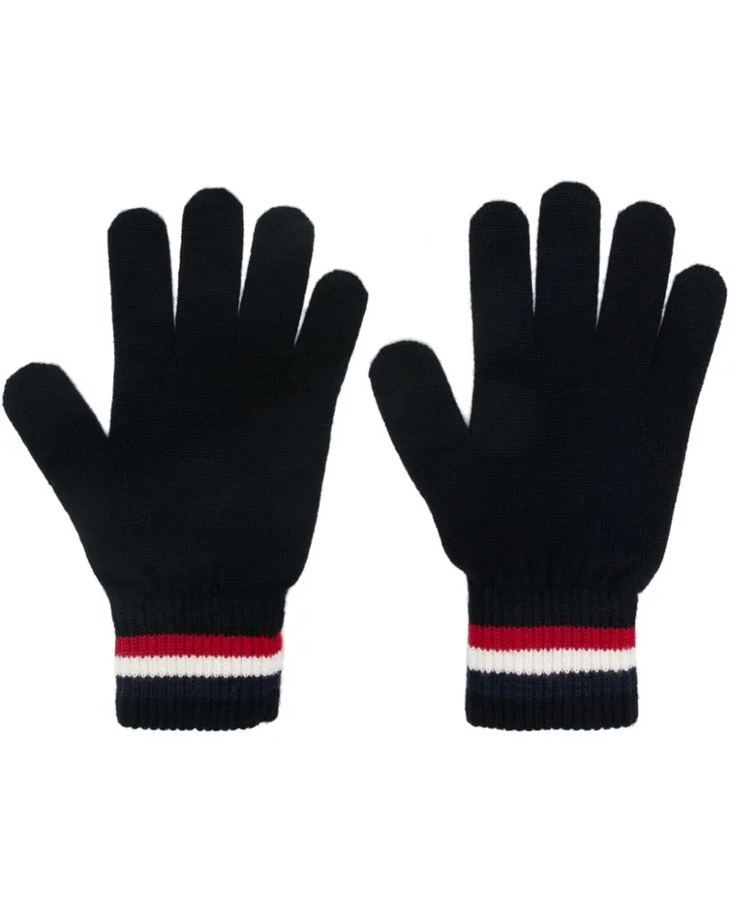 Moncler Handschuhe mit dreifarbigen Streifen - Blau Blau