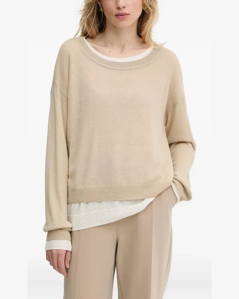 HUGO BOSS Oberteil mit Rundhalsausschnitt - Nude Nude