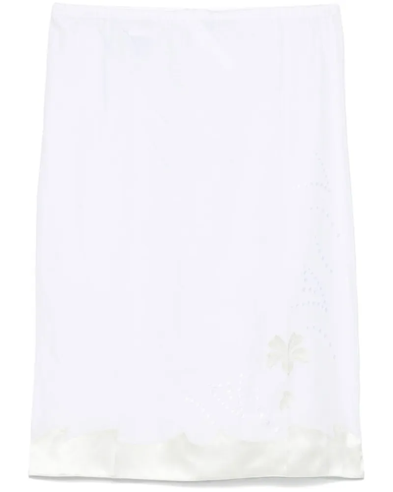 Prada Leinenrock mit Stickerei - Weiß Weiß