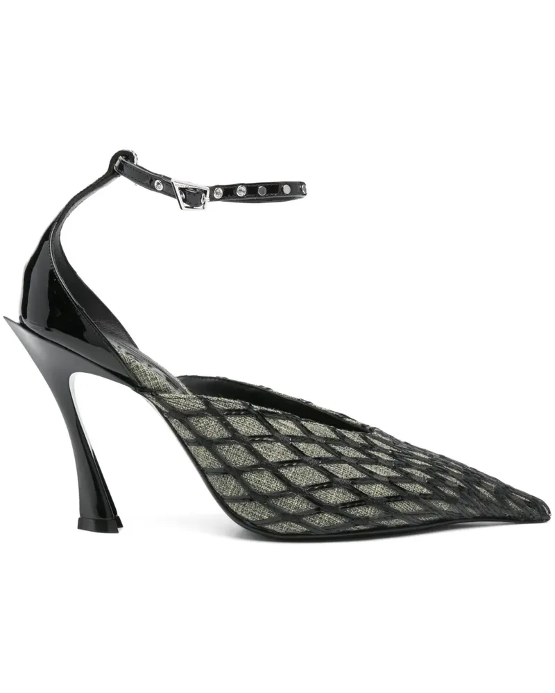 Thierry Mugler Mules mit Rautenmuster 100mm - Schwarz Schwarz