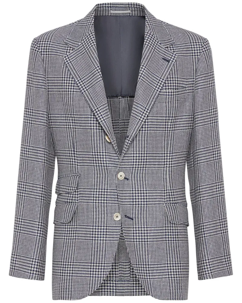 Brunello Cucinelli Sakko mit Hahnentrittmuster - Blau Blau