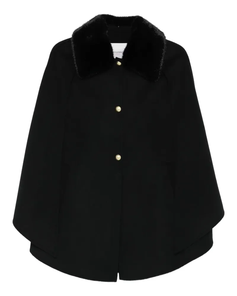 Ermanno Scervino Cape mit Pelzbesatz - Schwarz Schwarz