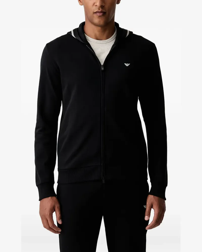 Emporio Armani Kapuzenjacke mit Logo-Stickerei - Schwarz Schwarz