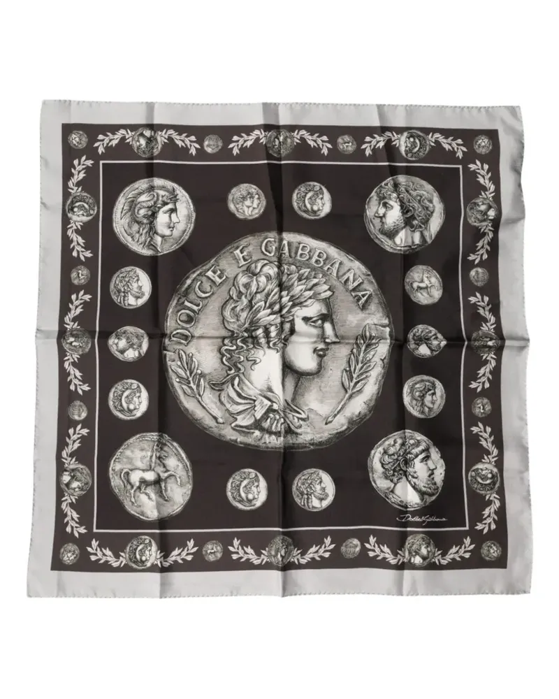 Dolce & Gabbana coin-print silk scarf - Braun Braun
