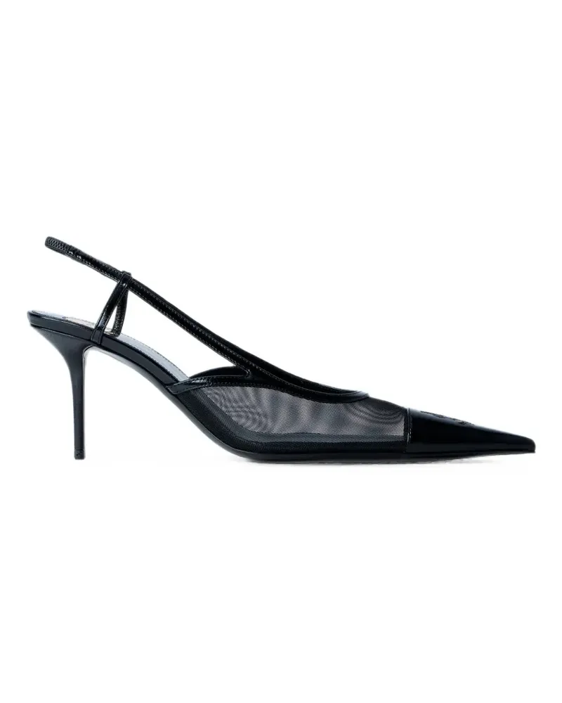 Saint Laurent mesh pointed-toe slingback pumps - Schwarz Schwarz