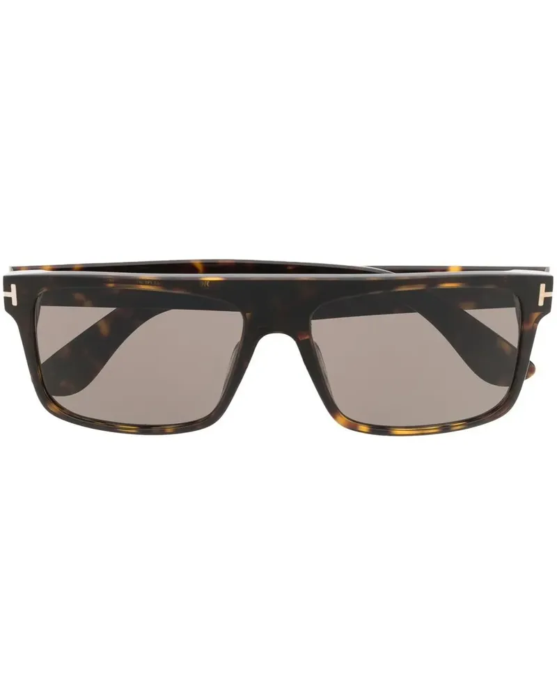 Tom Ford Eckige Sonnenbrille in Schildpattoptik - Braun Braun