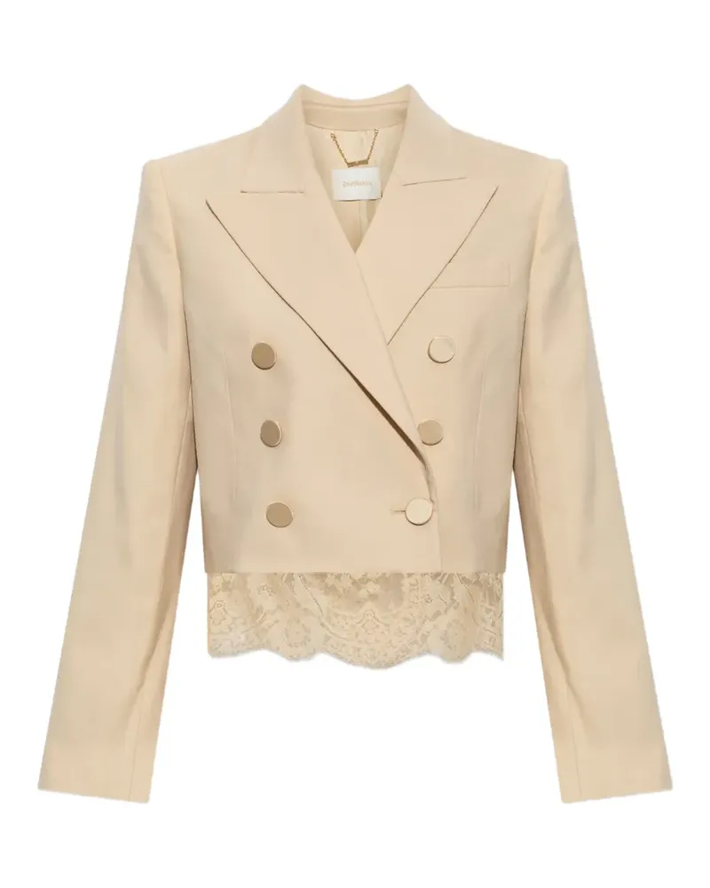 Zimmermann Valiant Cropped-Blazer aus Spitze - Nude Nude