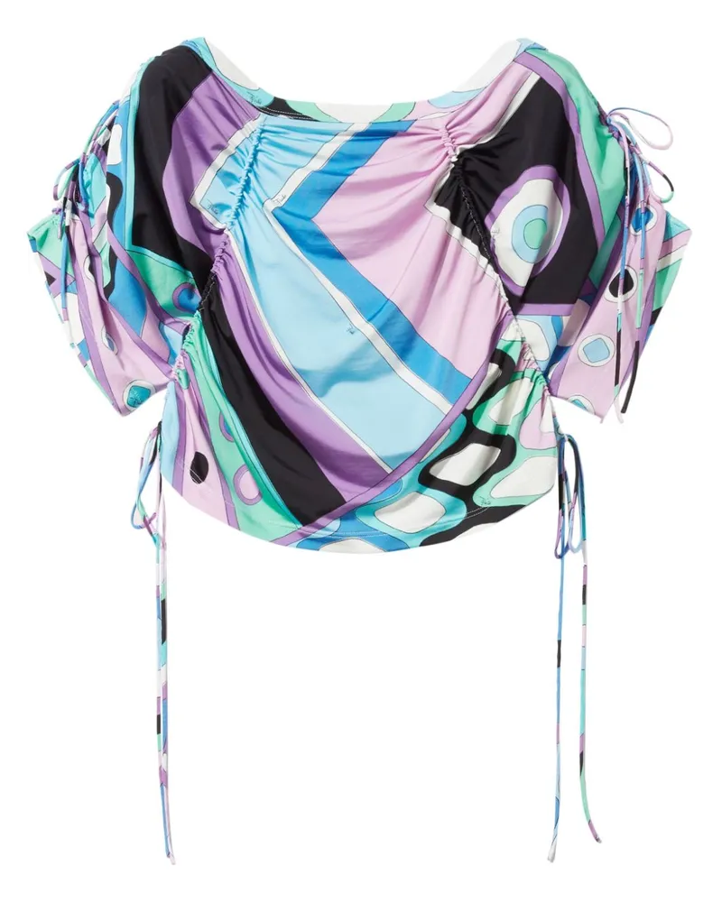 Emilio Pucci Cropped-Bluse mit Blumen-Print - Blau Blau