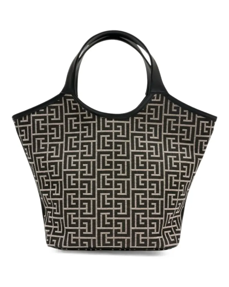Balmain Handtasche mit Monogrammmuster - Schwarz Schwarz