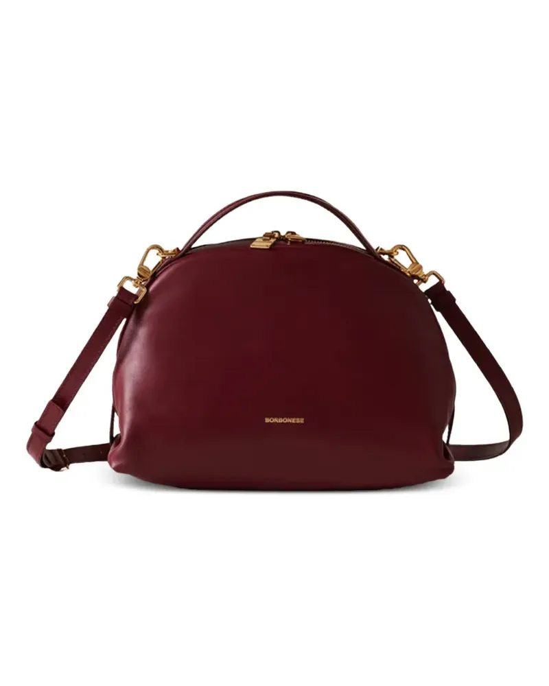 Borbonese Kleine Bowler Half-Moon-Schultertasche mit Henkel - Rot Rot