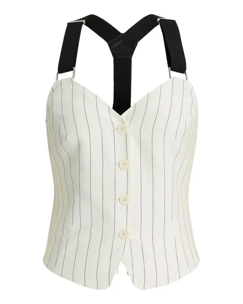 Ralph Lauren Gestreiftes Donella Bustier-Top mit Hosenträgern - Weiß Weiß