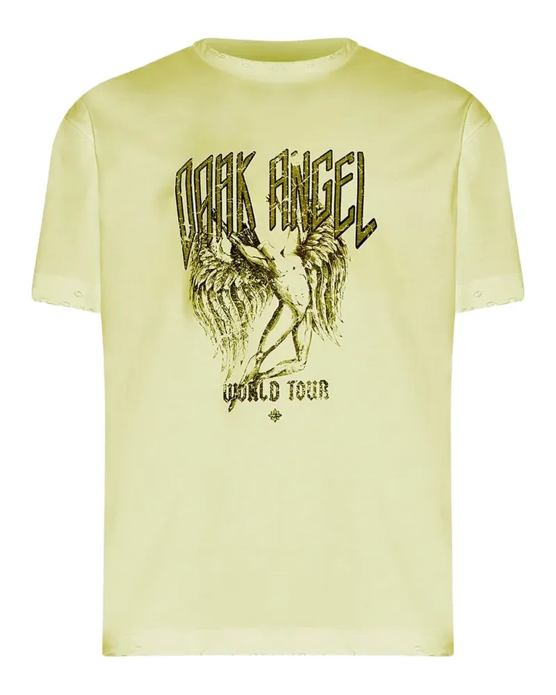 John Richmond graphic-print distressed T-shirt - Gelb Gelb