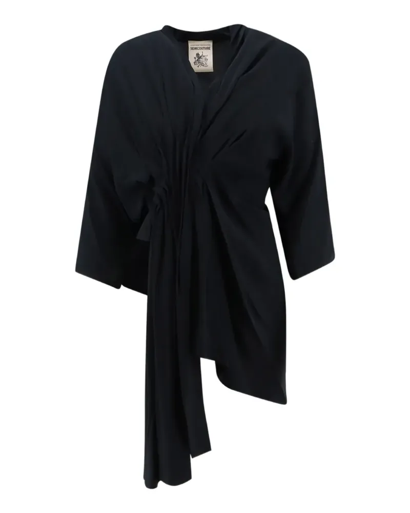 Semicouture Drapiertes Josie Oberteil mit asymmetrischem Saum - Schwarz Schwarz
