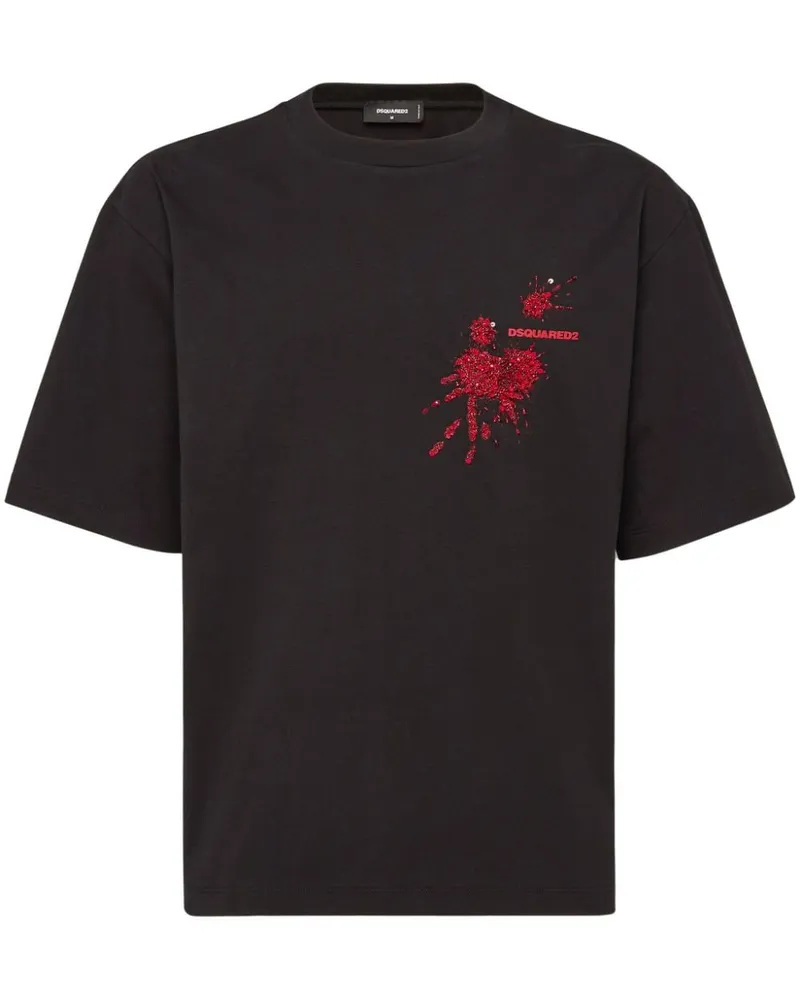 Dsquared2 T-Shirt mit Pailletten - Schwarz Schwarz