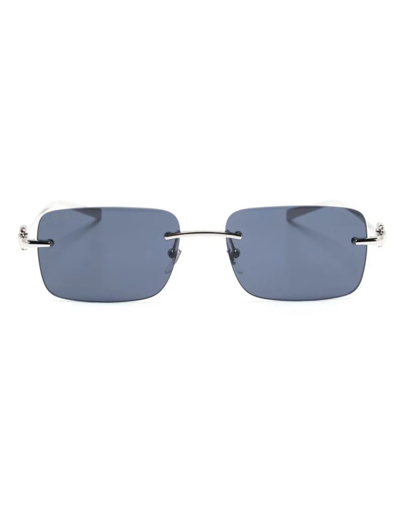Gucci Sonnenbrille mit eckigem Gestell - Silber Silber