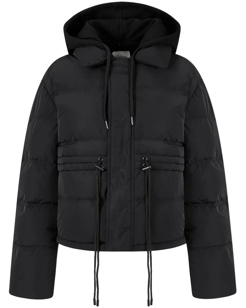 STUDIO TOMBOY Daunenjacke mit abnehmbarer Kordelzug-Kapuze - Schwarz Schwarz