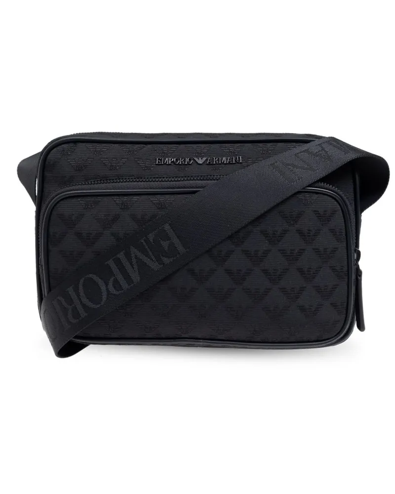 Emporio Armani Schultertasche mit Logo-Jacquard - Schwarz Schwarz