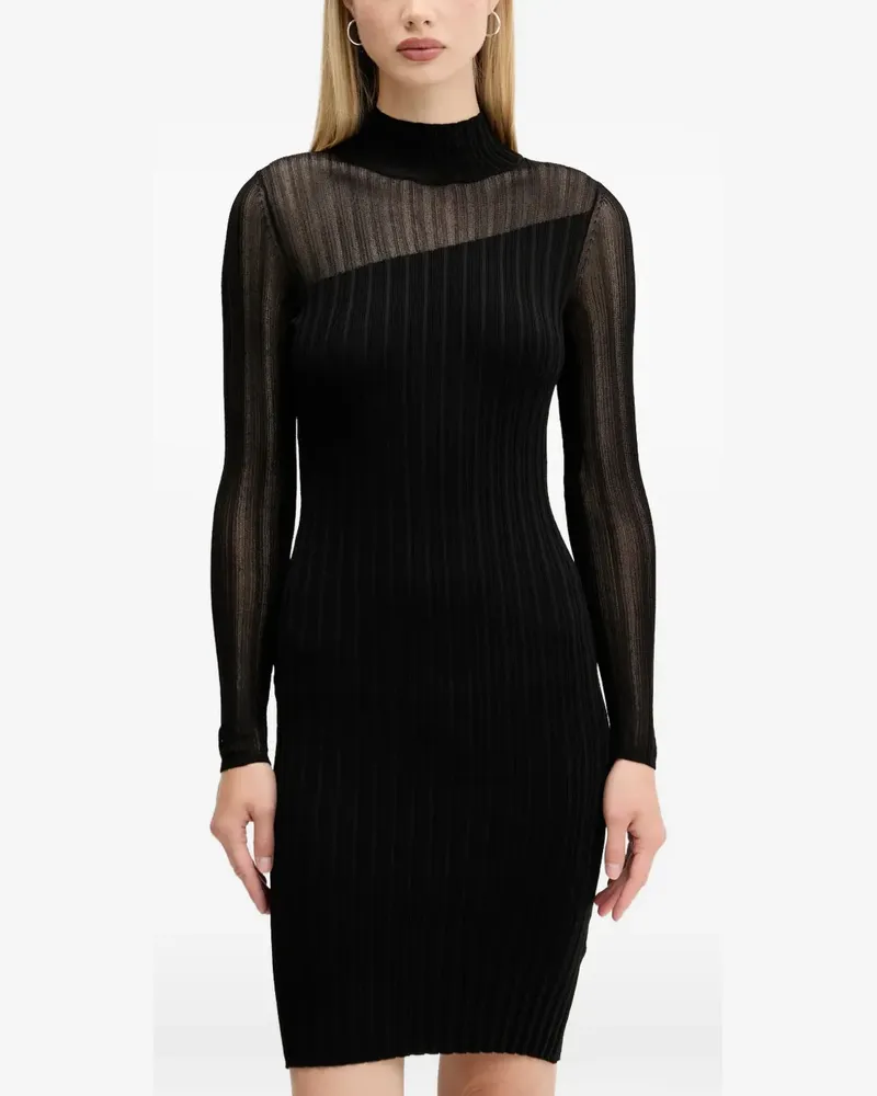 HUGO BOSS Siclaminy ribbed mesh-panel mini dress - Schwarz Schwarz