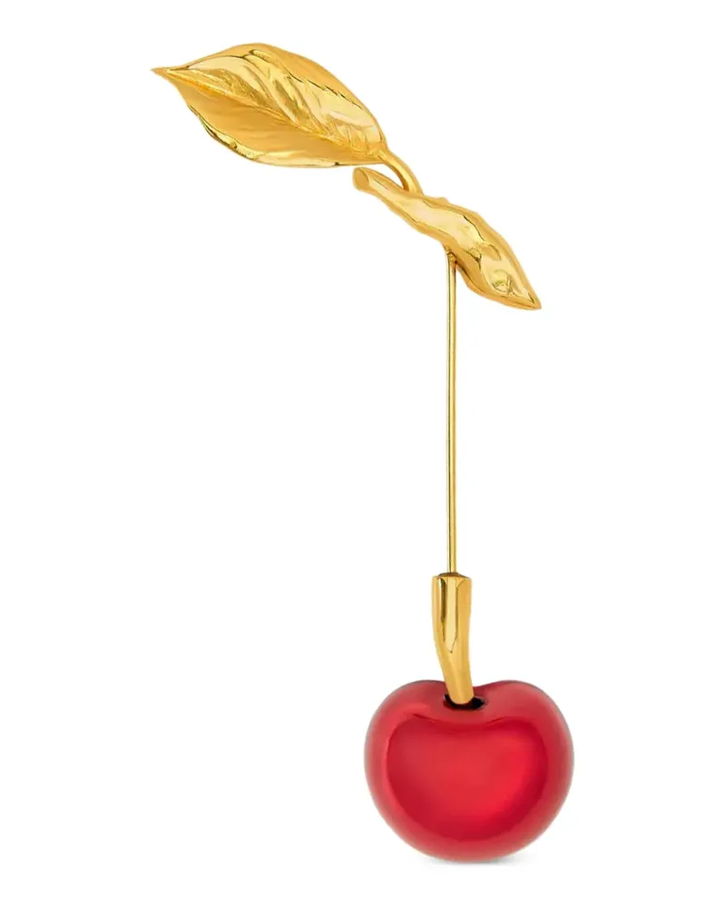 Oscar de la Renta Cherry Brosche - Gold Gold
