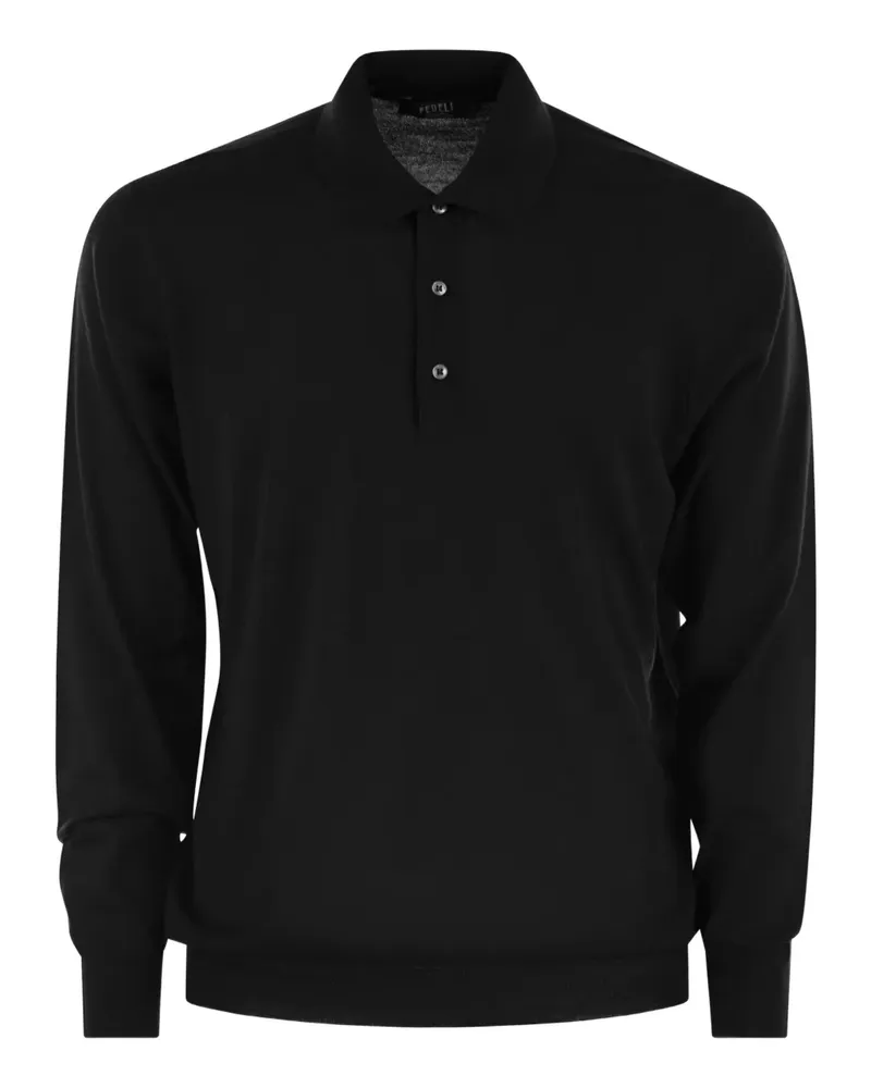 Fedeli Langärmeliges Poloshirt - Schwarz Schwarz