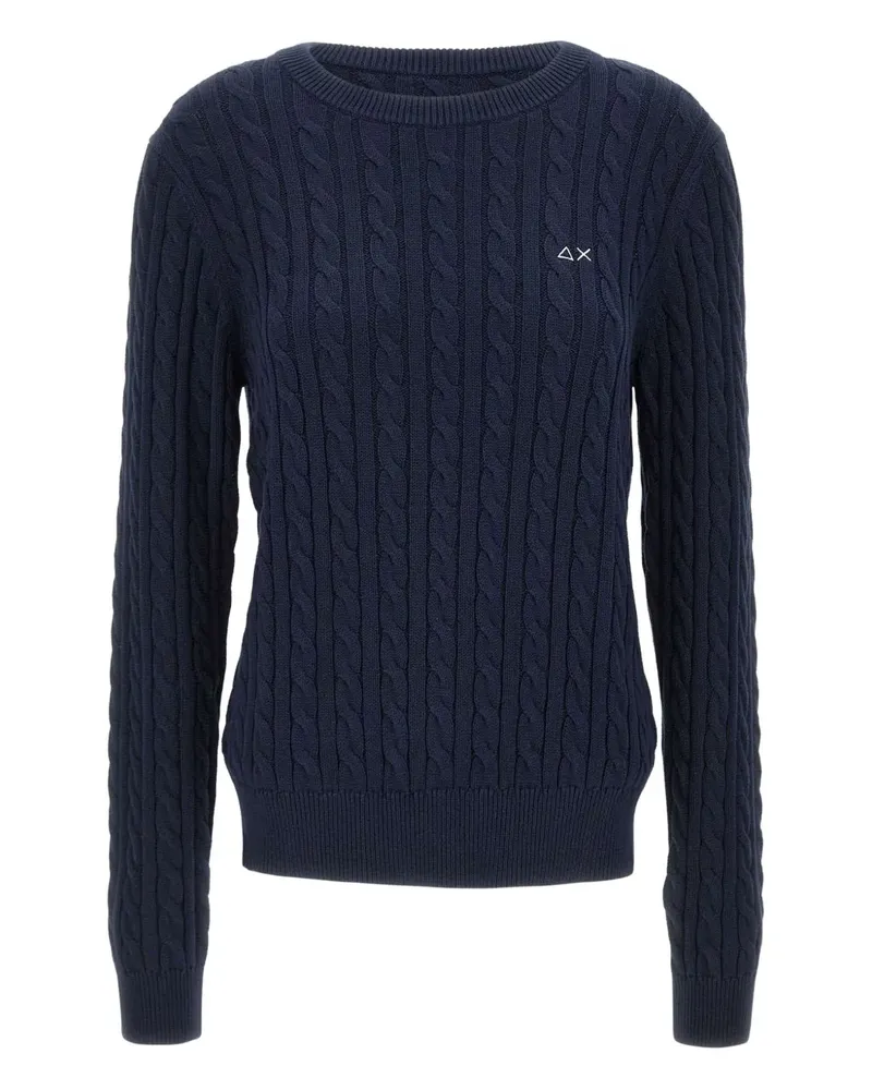 Sun68 Pullover mit Zopfmuster - Blau Blau