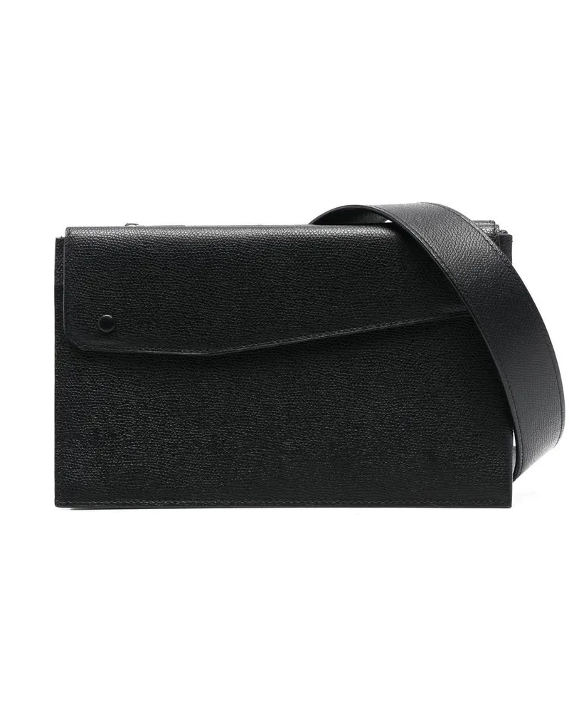 Valextra Babila Schultertasche mit Klappe - Schwarz Schwarz