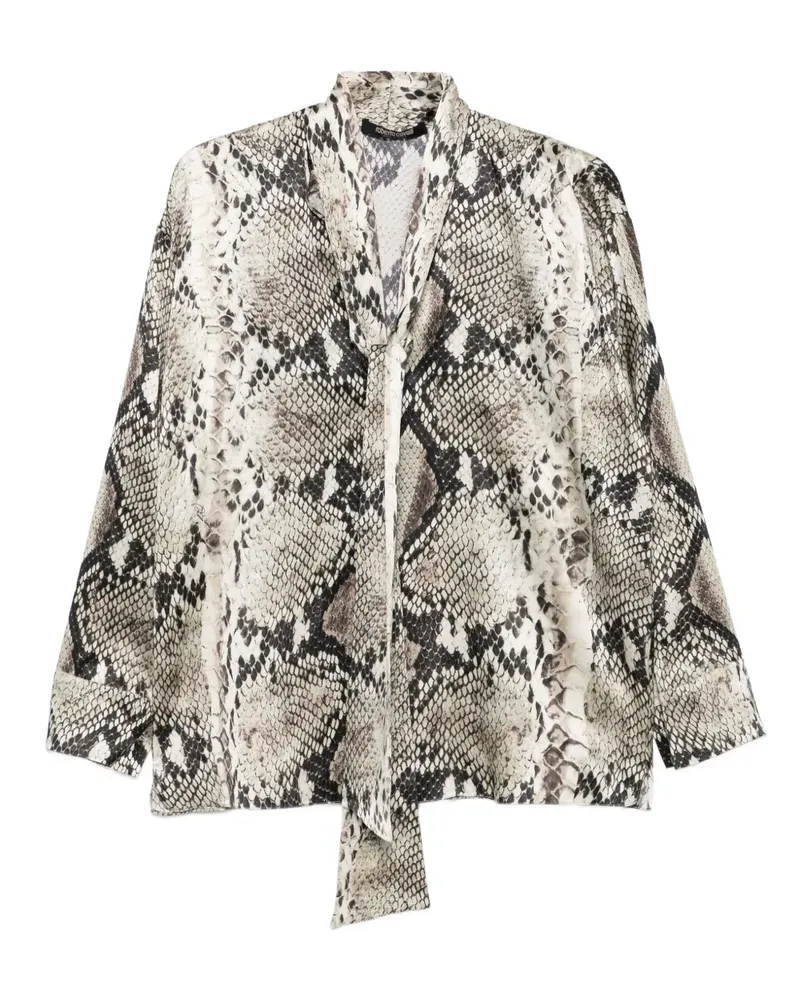 Roberto Cavalli Schlangenleder-Bluse mit Schleifenkragen - Nude Nude