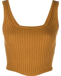 forte_forte Geripptes Cropped-Stricktop Gelb