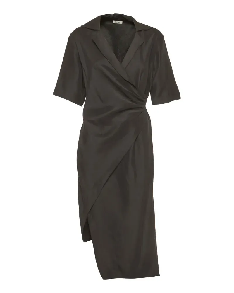 Sandro Midikleid mit V-Ausschnitt - Grau Grau