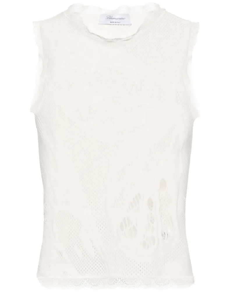 Blumarine Geripptes Top mit Jacquardmuster - Weiß Weiß