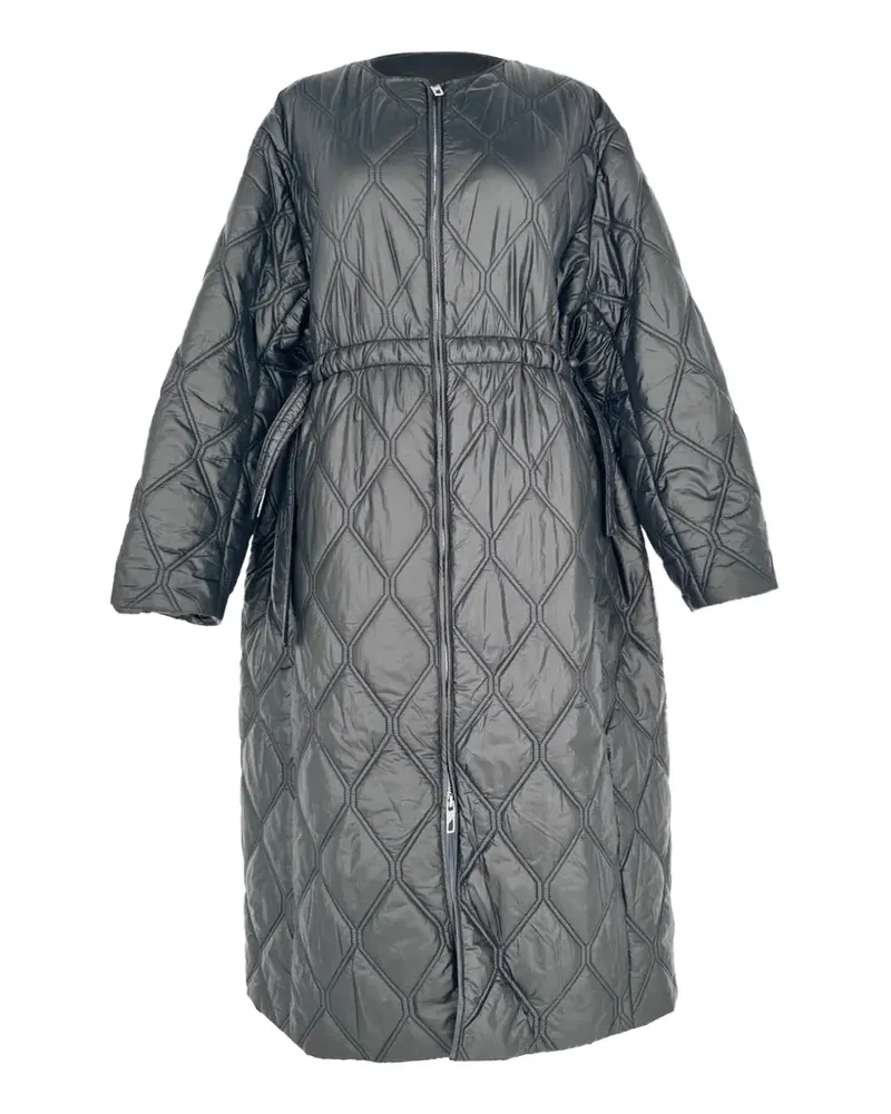 Ganni Diamond-quilted zip-up raincoat - Schwarz Schwarz