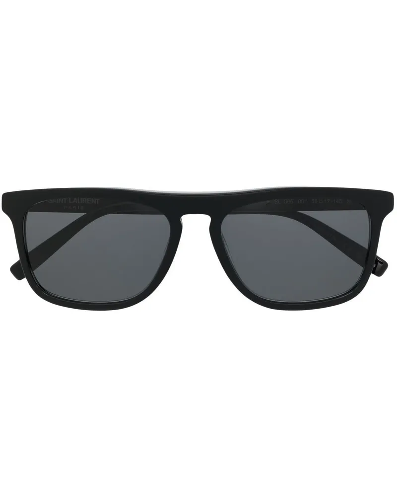 Saint Laurent Sonnenbrille mit eckigem Gestell - Schwarz Schwarz