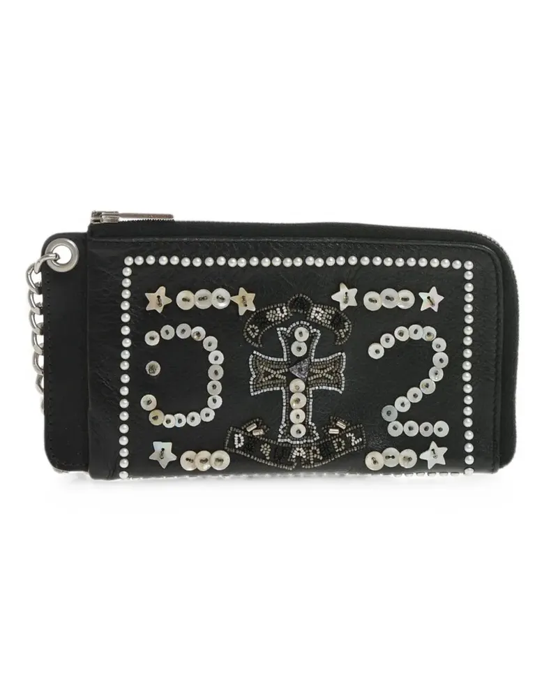 Dsquared2 sequin-embellished chain-link wallet - Schwarz Schwarz