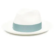Strohhut mit Zierband - Weiß