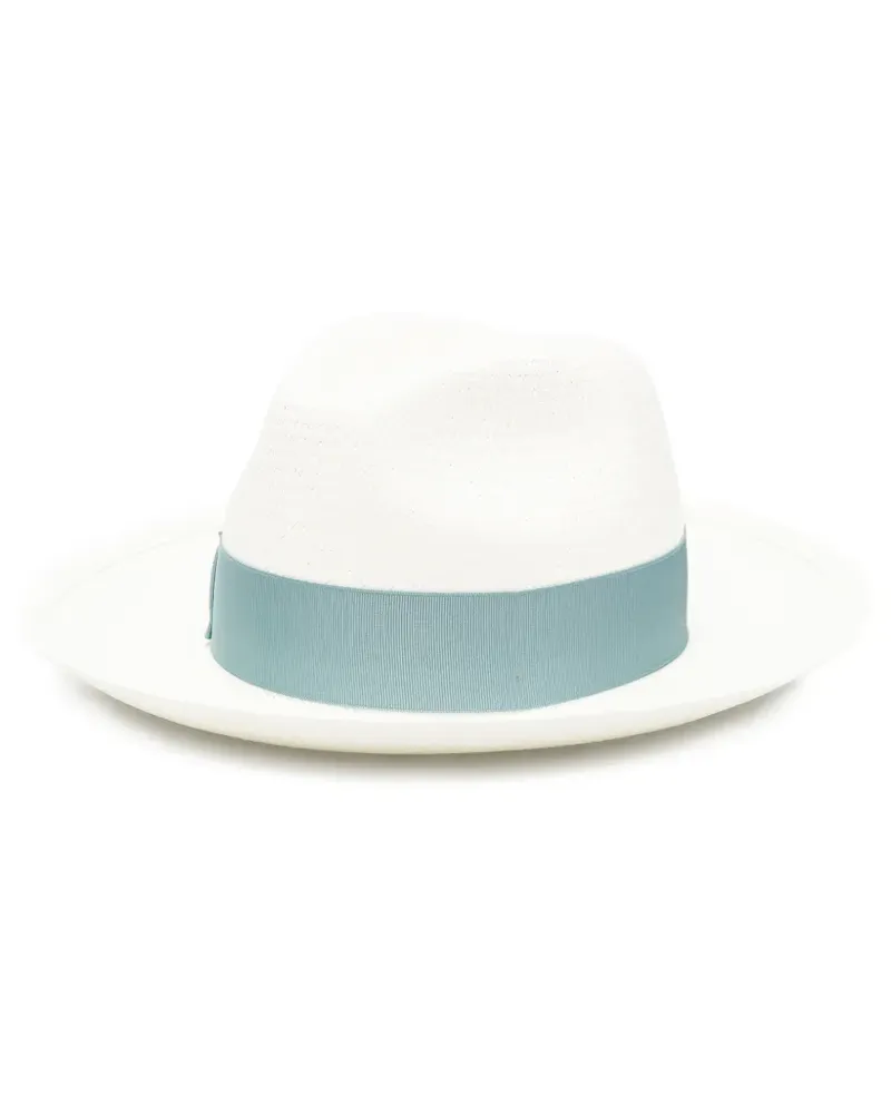 Borsalino ribbon straw hat - Weiß Weiß