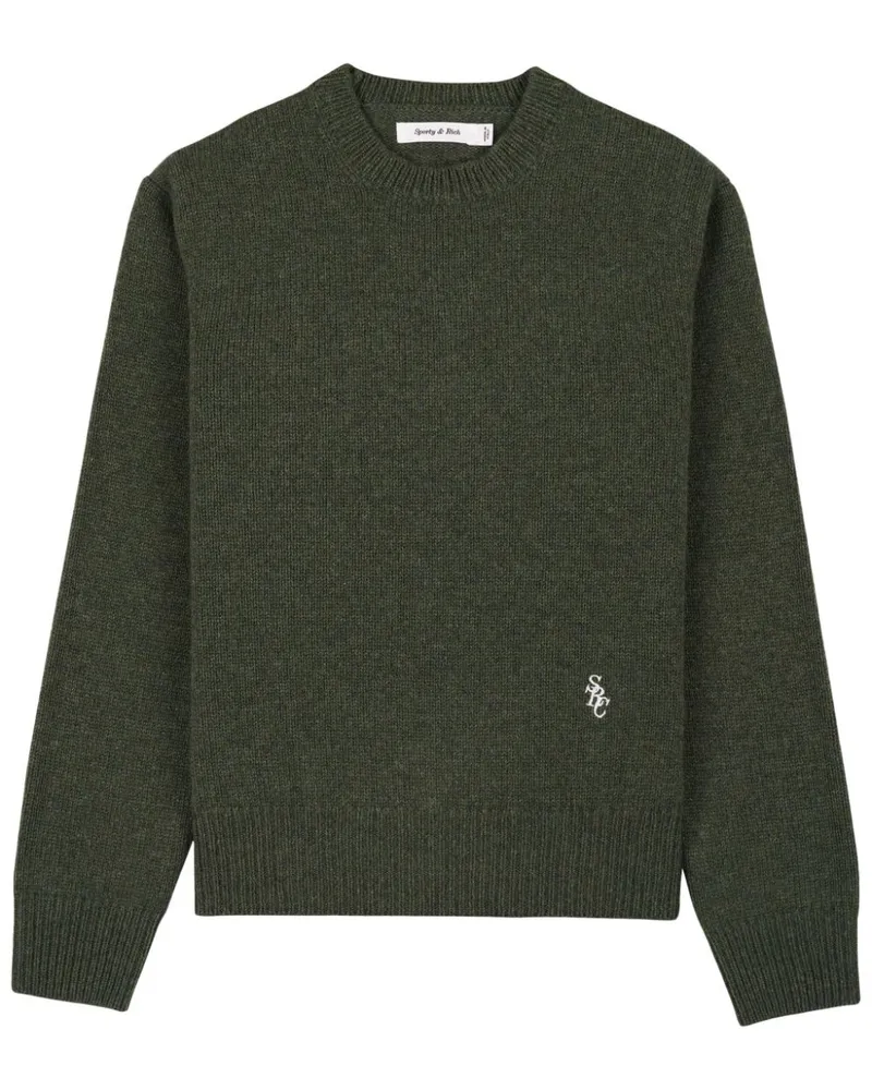 SPORTY & RICH Pullover mit Logo-Stickerei - Grün Grün