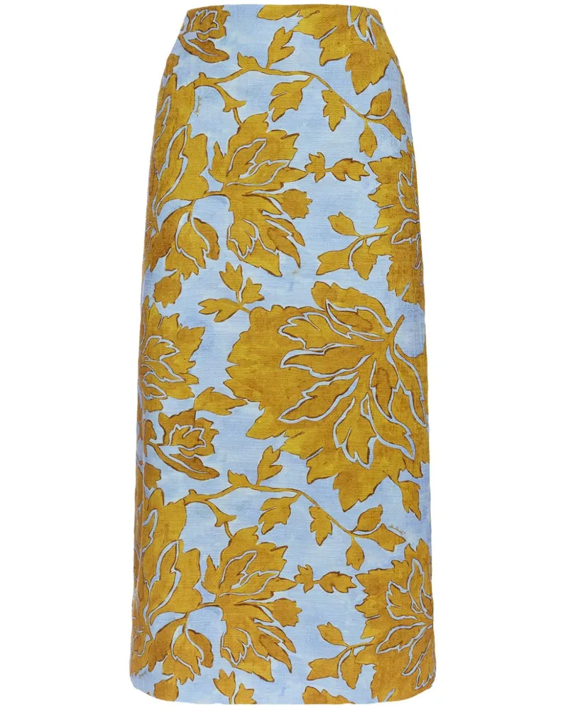 La DoubleJ Bleistiftrock mit Blumen-Print - Gelb Gelb