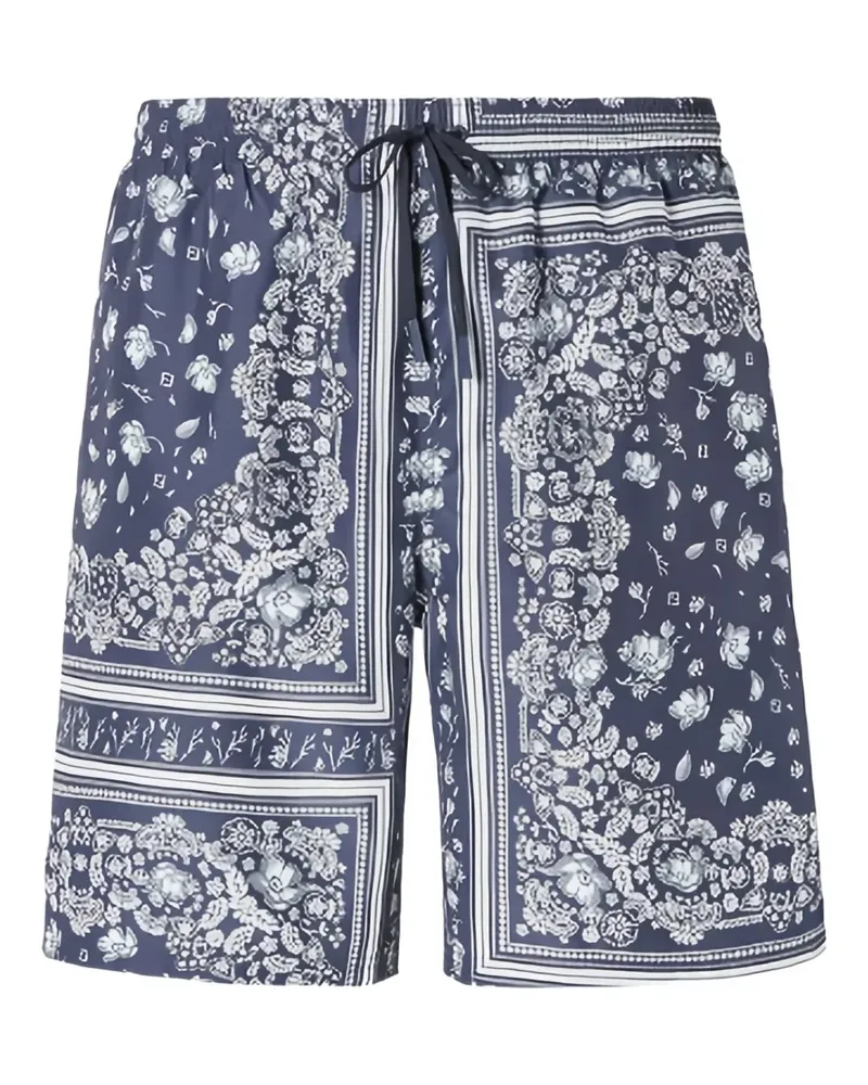 Fendi Shorts mit Blumenprint - Blau Blau