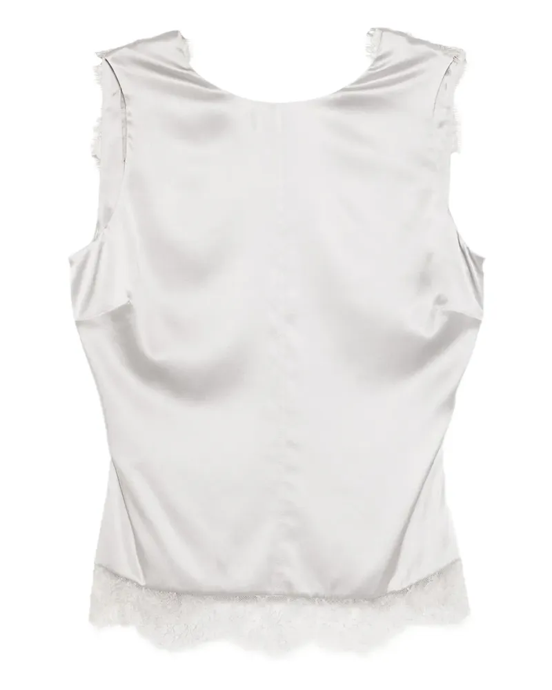 Tom Ford Seidentop mit Spitzenborten - Silber Silber
