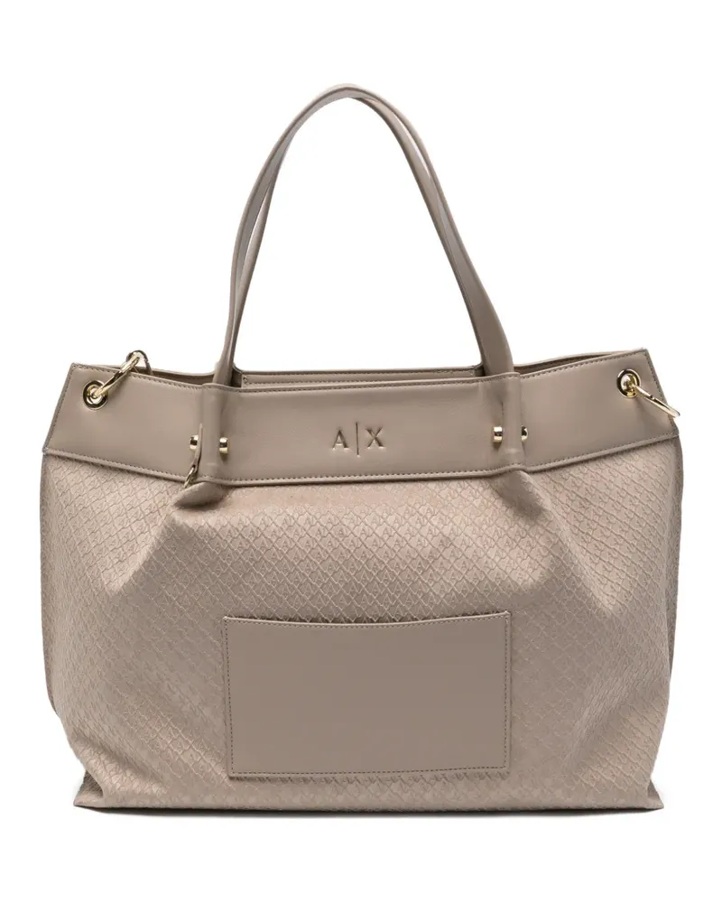 Armani Exchange monogram-embossed leather tote bag - Nude Nude