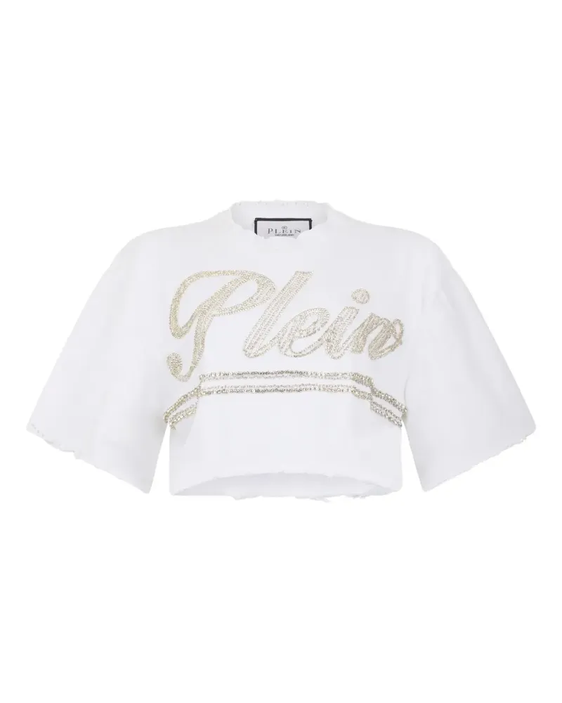 Philipp Plein Cropped-T-Shirt mit Strass - Weiß Weiß