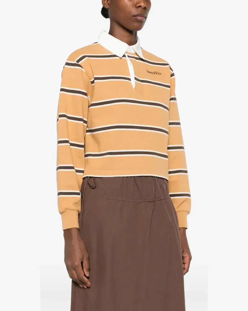 SPORTY & RICH striped-patterm polo top - Nude Nude